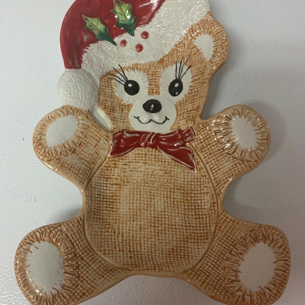 Ceramiche Leonardo 7127 Italy Christmas Bear Dish
